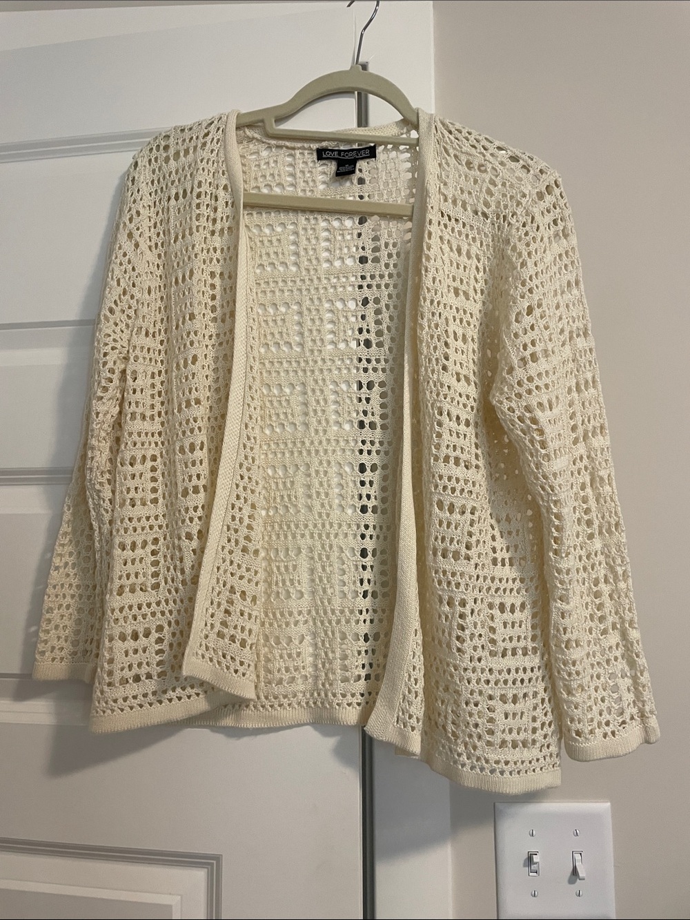 Love Culture Ivory Openwork Crochet Cardigan
